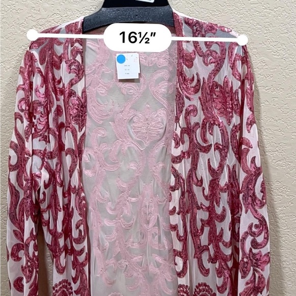 Elegant Pink Sequined Duster - Picture 2 of 8